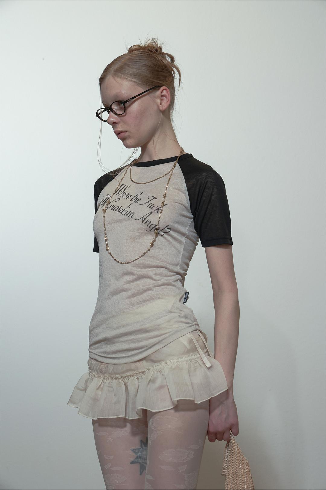 Missing Angel Linen Tee Cream/Black