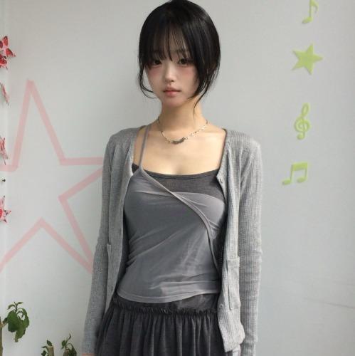 (4 C ᵒ l o🅡) 시스루 크롭 나시