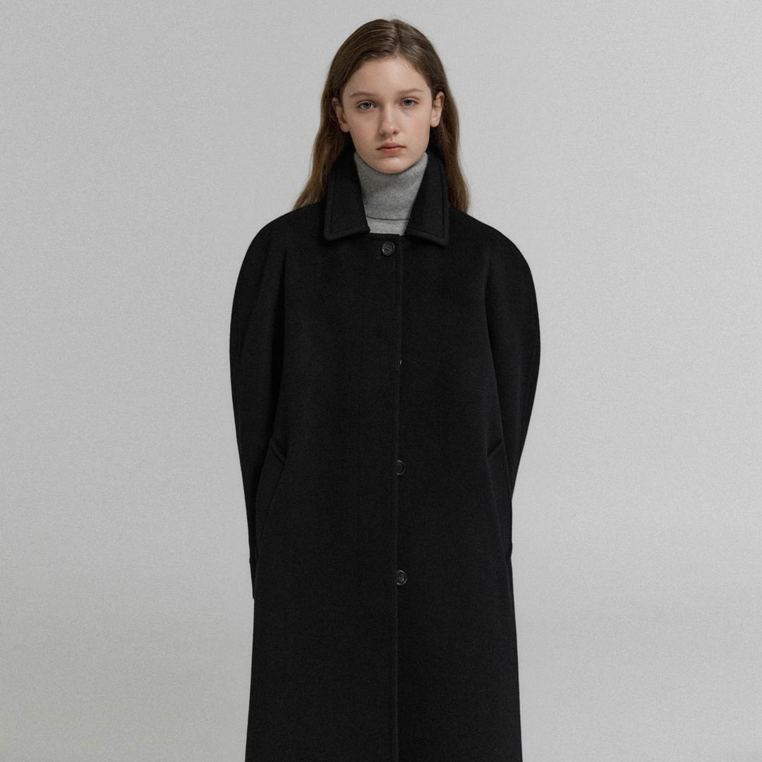 Cashmere balmacaan Coat (Black)