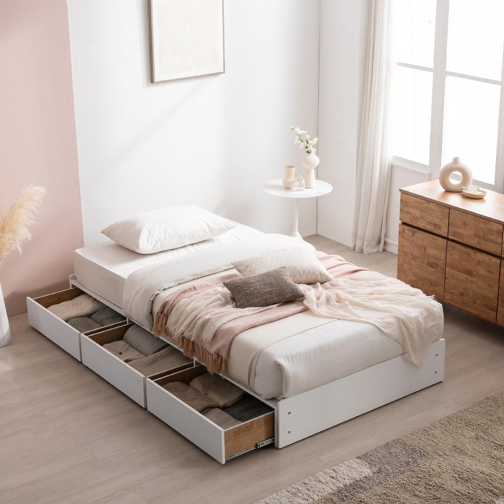 비앙카 슈퍼싱글 무헤드 침대 수납 프레임 서랍 평상형
