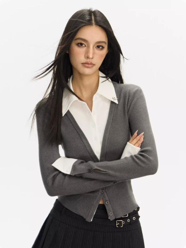 [Ariseism] 슬림핏 셔츠 칼라 니트 가디건 2color : 젤리보드