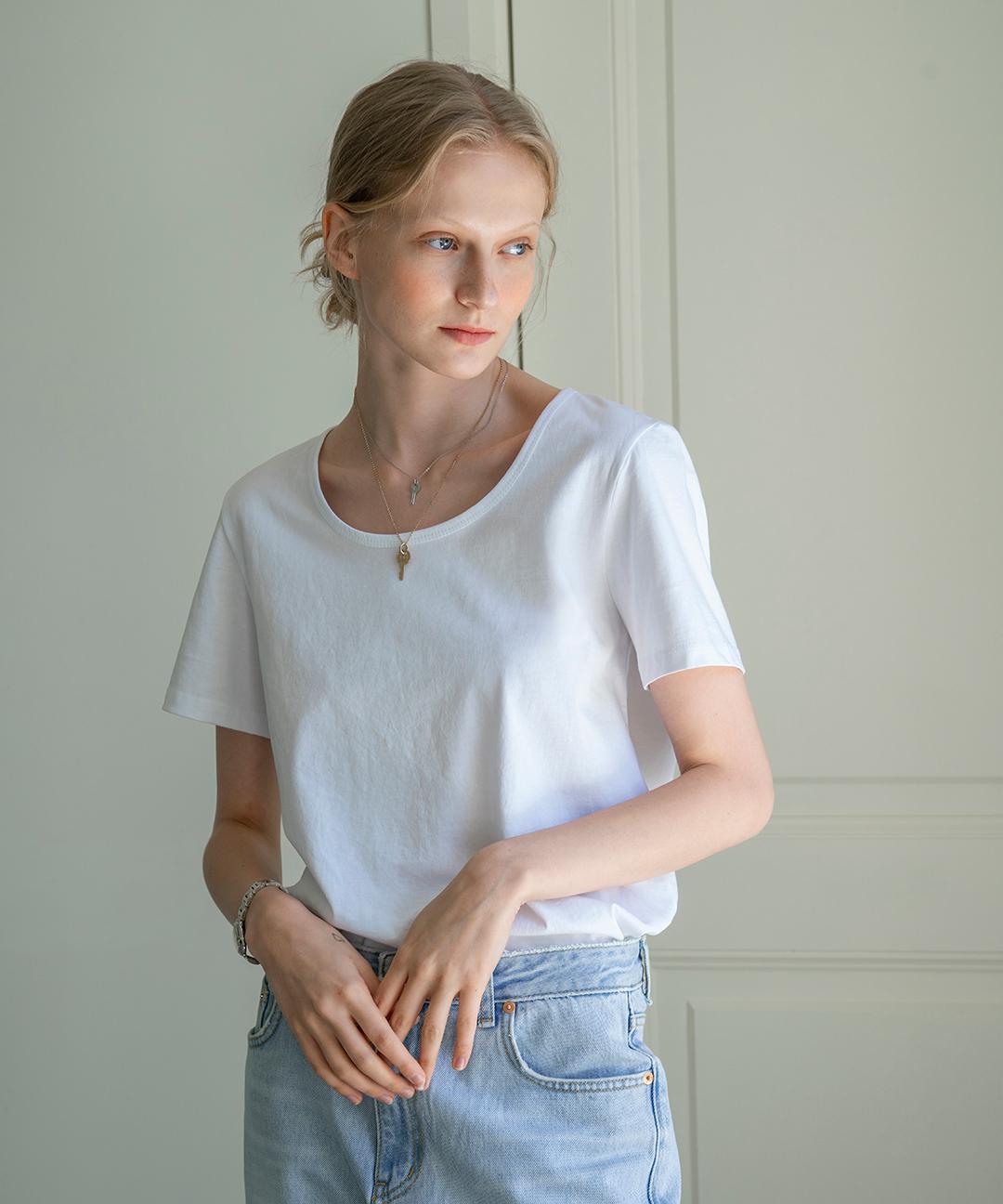 시야쥬 [직진배송]SITP5063 U-neck T-shirt