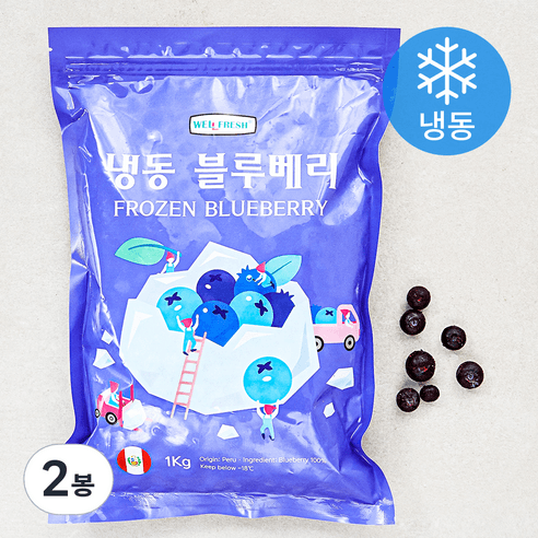 웰프레쉬 냉동 페루산 블루베리 (냉동), 1kg, 2개 - 냉동블루베리 | 쿠팡