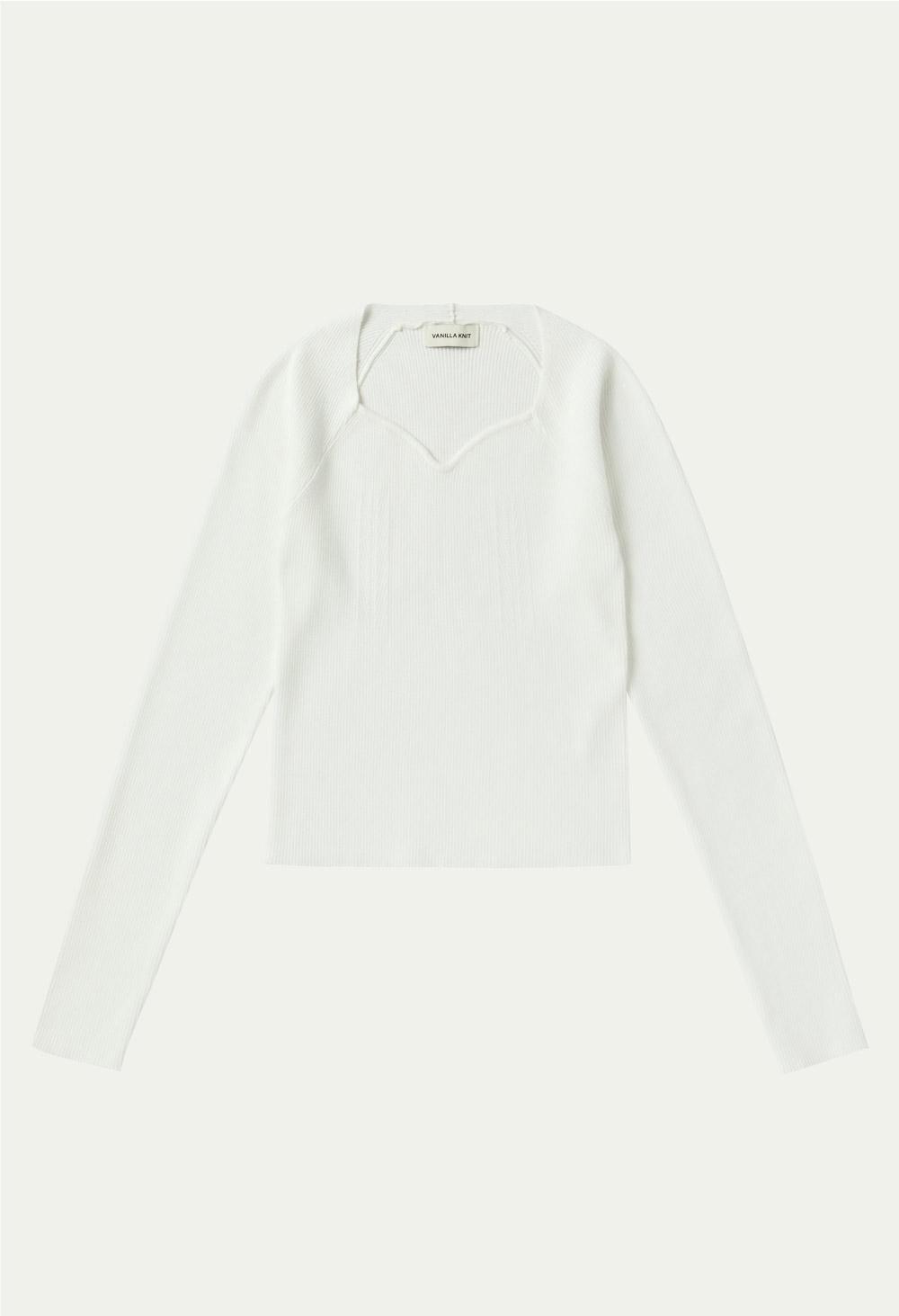 Heart line neck cashmere knit