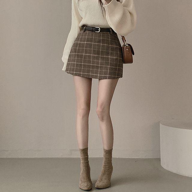 [벨트set/안감바지o] 체크 미니 스커트 2color_럽앤썸