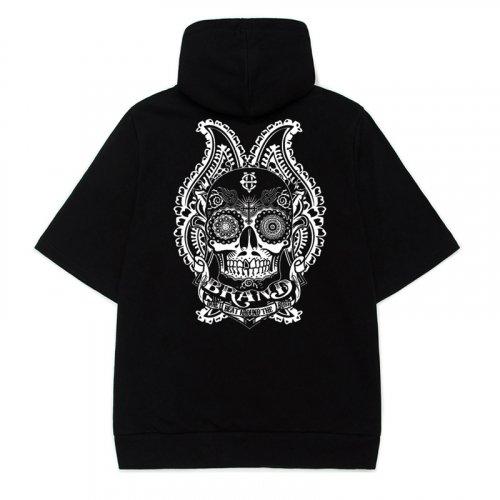 EV 브랜드 스컬 반팔 후드 (블랙)