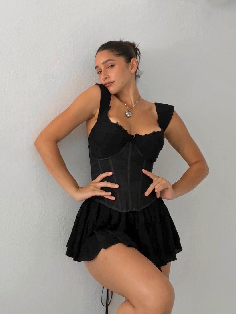 The Elisabeth Romper Dress - Black - Black / Rayon / 2X