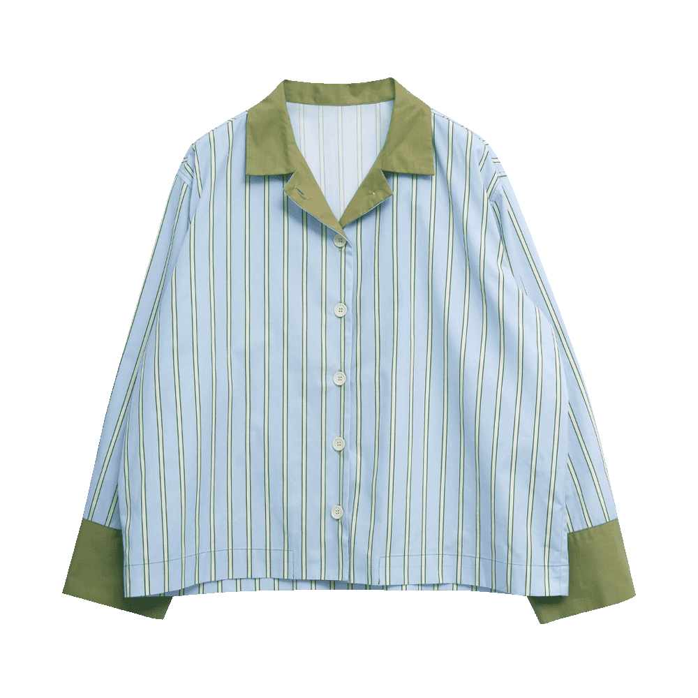 [MMOM] Sky Green Stripe Shirt