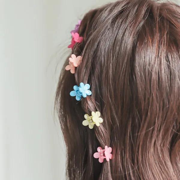 [당일출고/12개 세트구성/색상랜덤]봄 벚꽃 꽃놀이 여행 필수템! 미니 집게핀 옆머리 앞머리 포인트 헤어핀 머리핀 스마일