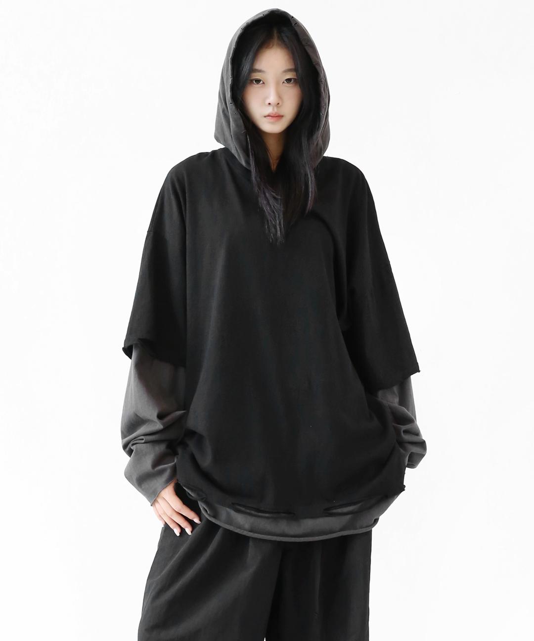 스트릿 레이어드 후드티셔츠(UNISEX)