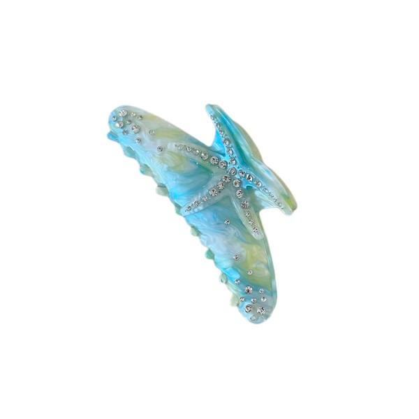 [vijewl] green starfish celluloid hair clip / 불가사리 셀룰로이드 집게핀_그린