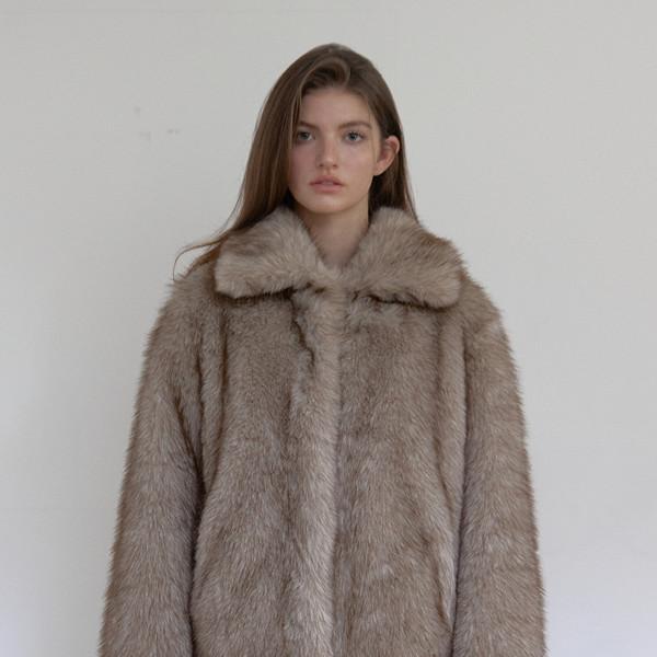 FOX MIDI FUR JACKET (BEIGE)