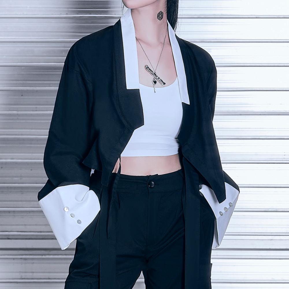 TM3 한 스트릿 크롭 저고리 셔츠 블랙