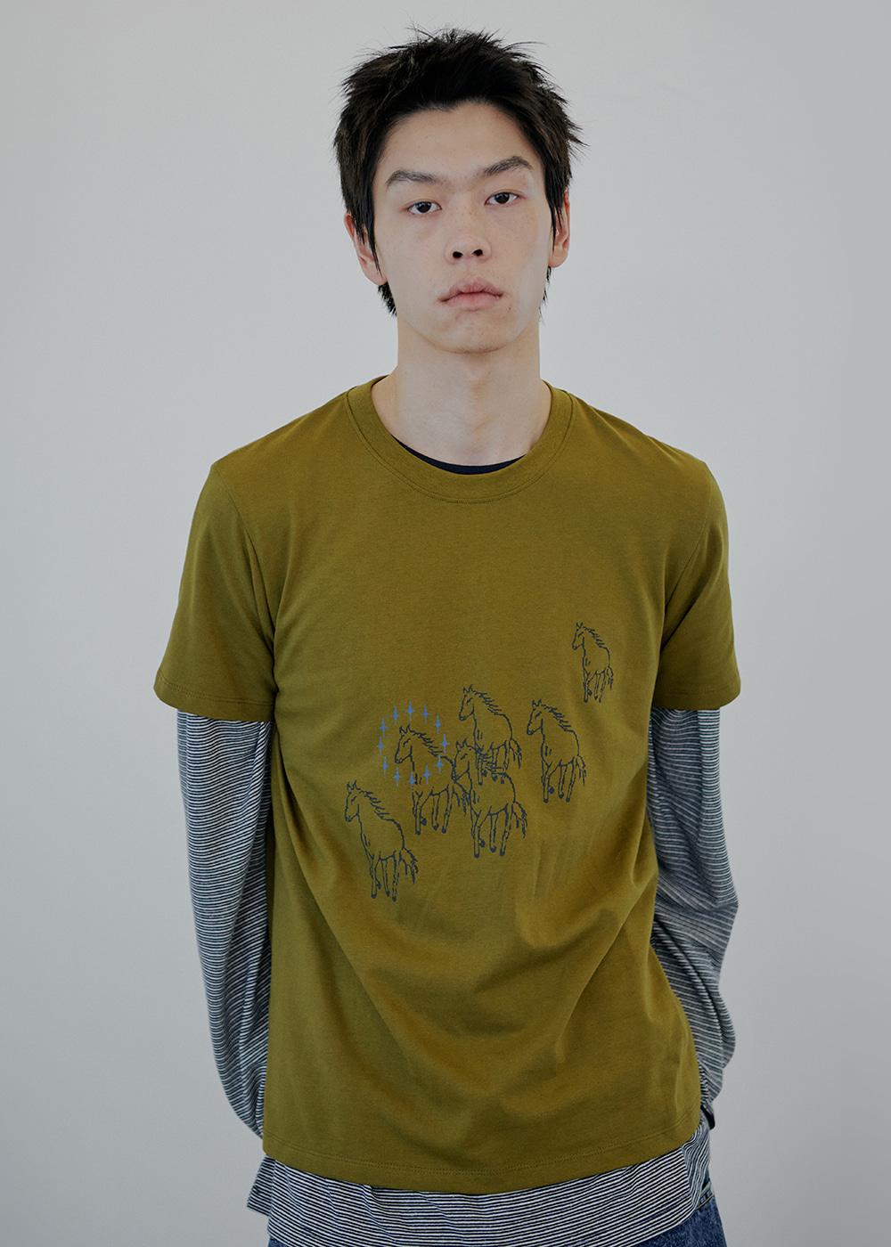 star horse slimfit t-shirt_olive yellow