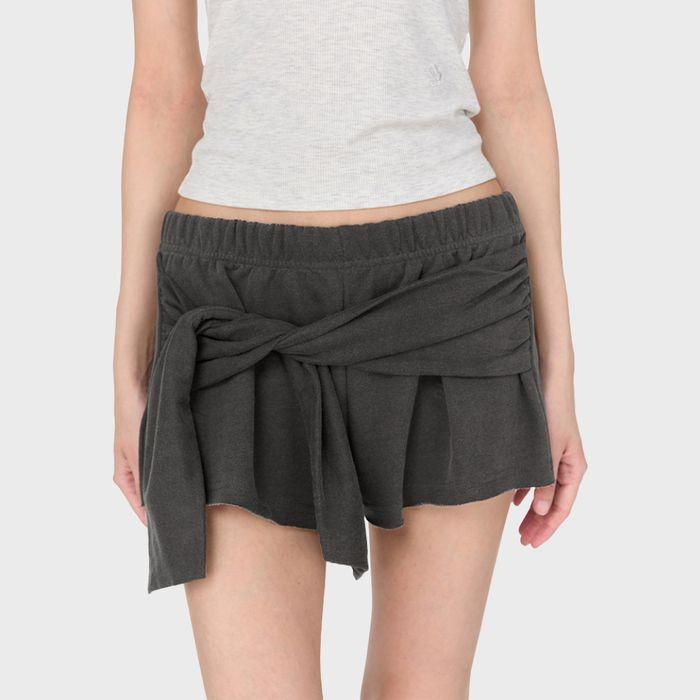 Tie Raw-cut Sweat Shorts, CHARCOAL