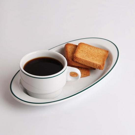 폴바살 이사바 오발플레이트 L 28cm 타원접시 그린라인 샐러드 파스타 도자기 홈카페