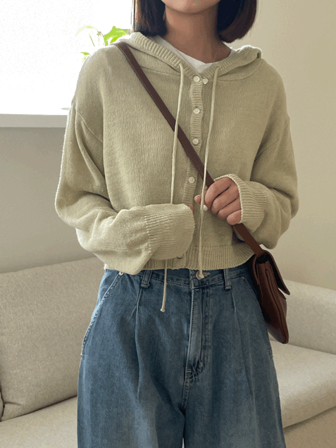 오운 린넨 후드 cardigan