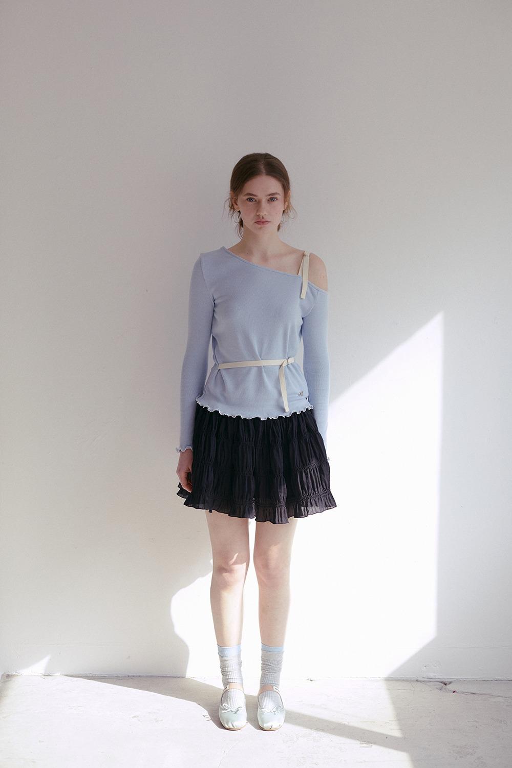 SHIRRING BANDING SKIRT_BLACK