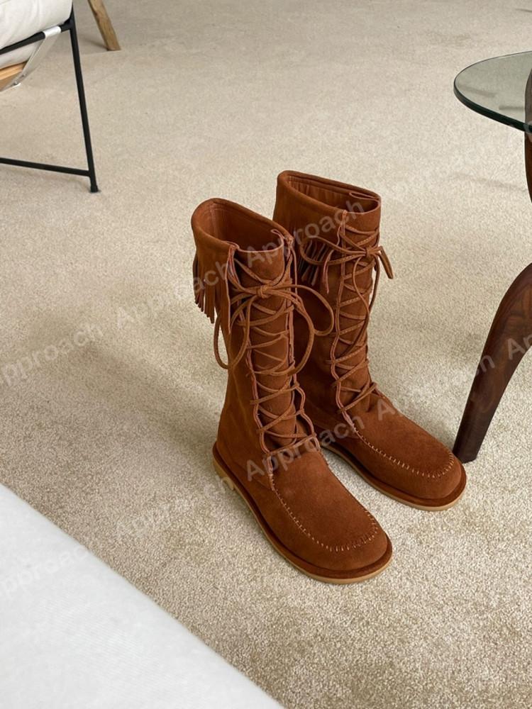 [어프로치] 테슬 스웨이드 롱 부츠 2color