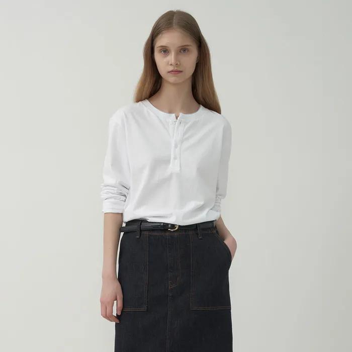 헨리넥 보이 티셔츠-White