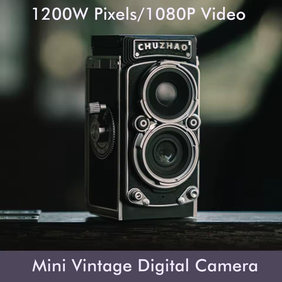 CHUZHAO 미니 레트로 디지털 카메라 1.54 인치 화면 1080p 비디오 12MP 사진 컴팩트 빈티지 휴대용 생일 선물