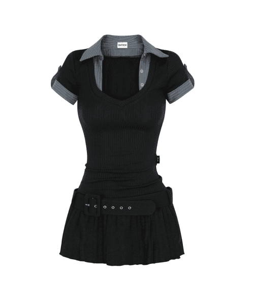 STUDY WASIT BELT DRESS [BLACK]
