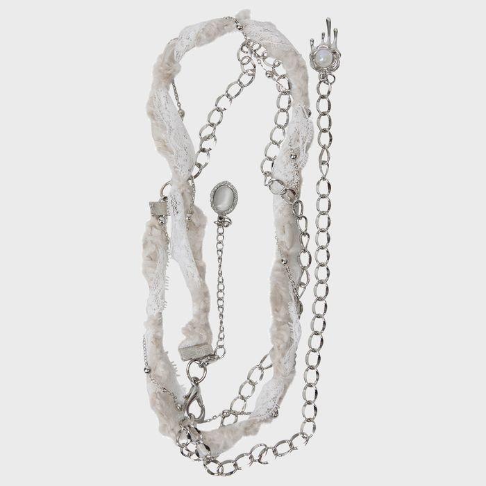 Braided Handmade Chain Belt (FL-732_White)