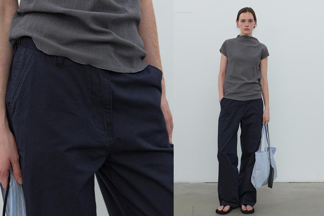 Washing cotton chino pants (navy)
