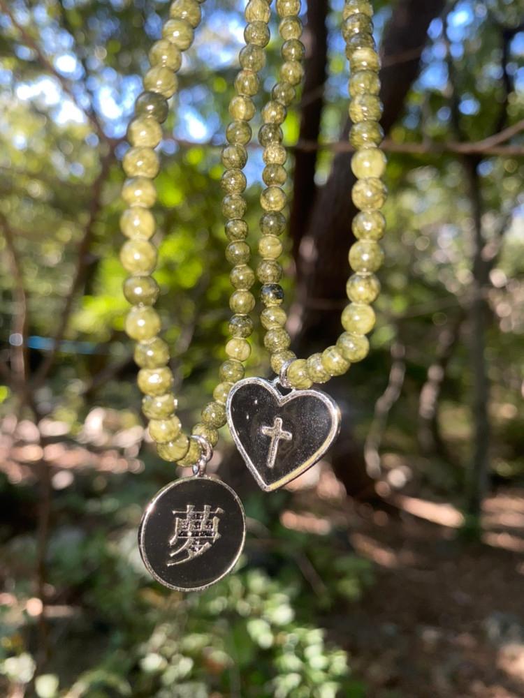 채운옥 그린 ෆ⃛ •  夢 원석 비즈 목걸이 (3options) [darjeelingbird made]