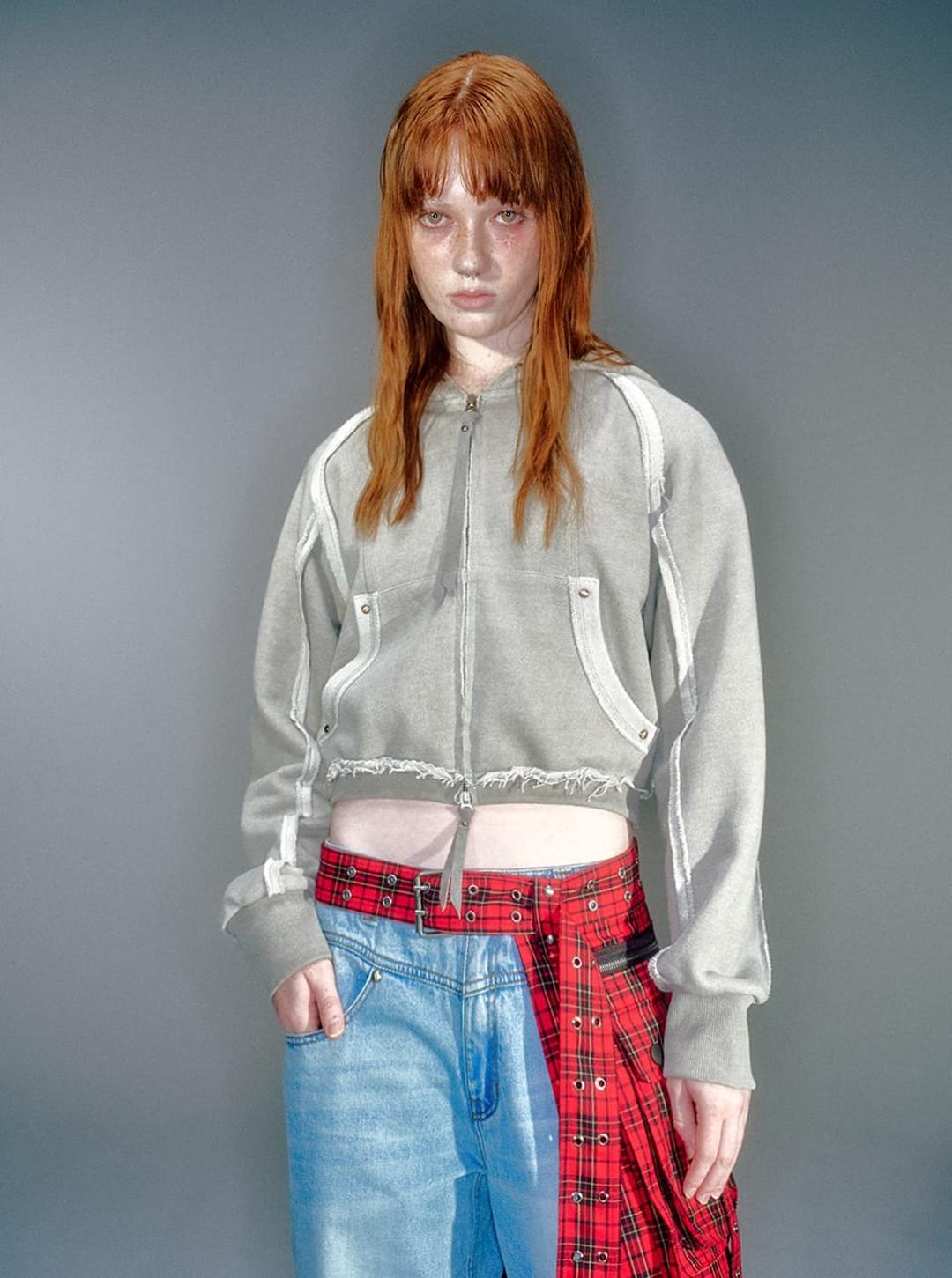 WOMEN DIAS INSIDE-OUT HOOD ZIP-UP BEIGE