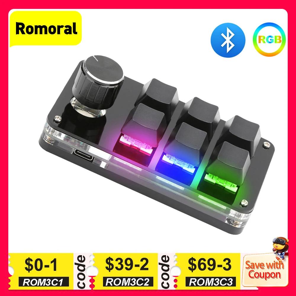 USB 커스텀 키보드 매크로 3/6 키 1 노브 프로그래밍 RGB 블루투스 게이밍 포토샵 핫스왑 미니 기계식 BT 키보드