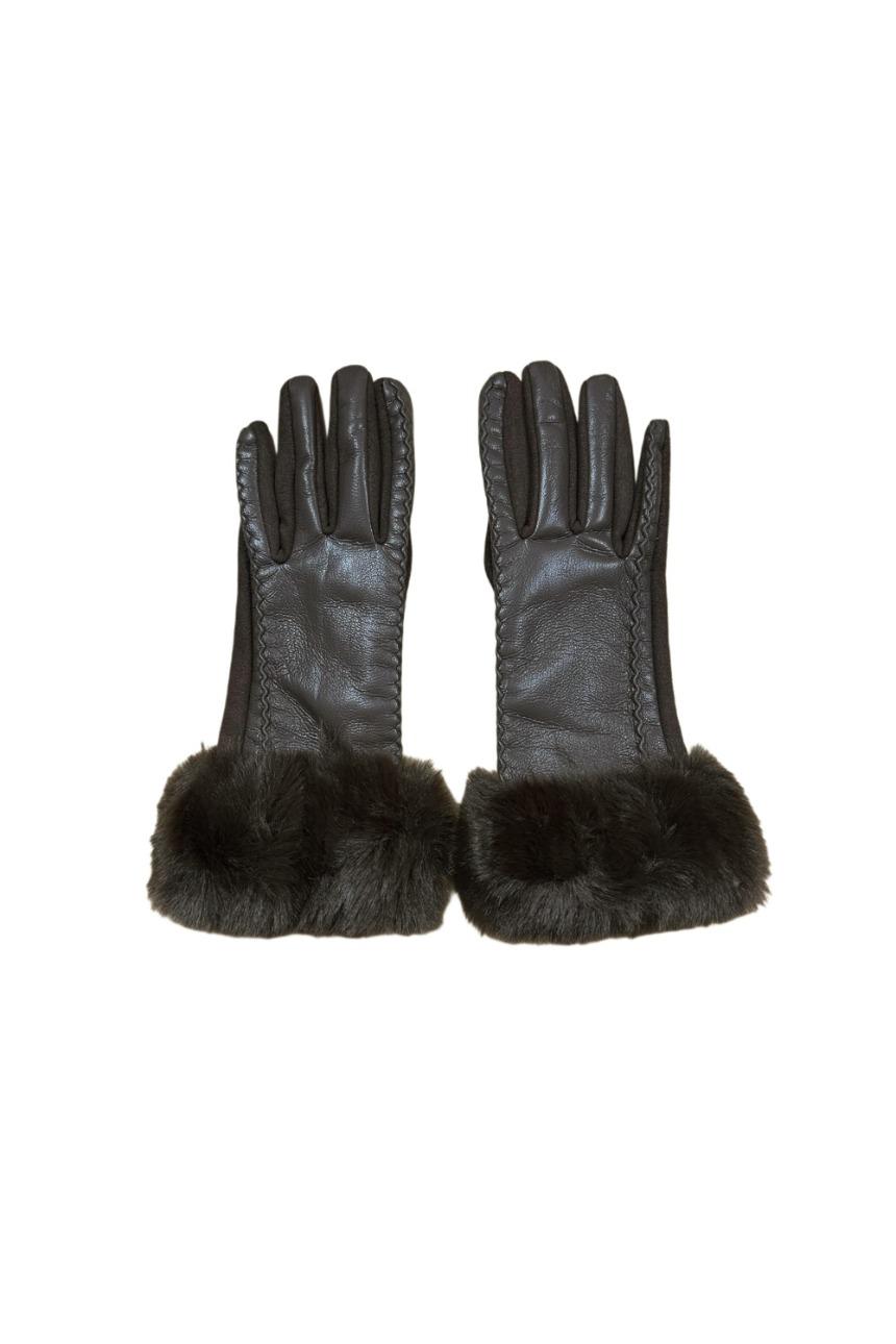 fur-trim leather gloves