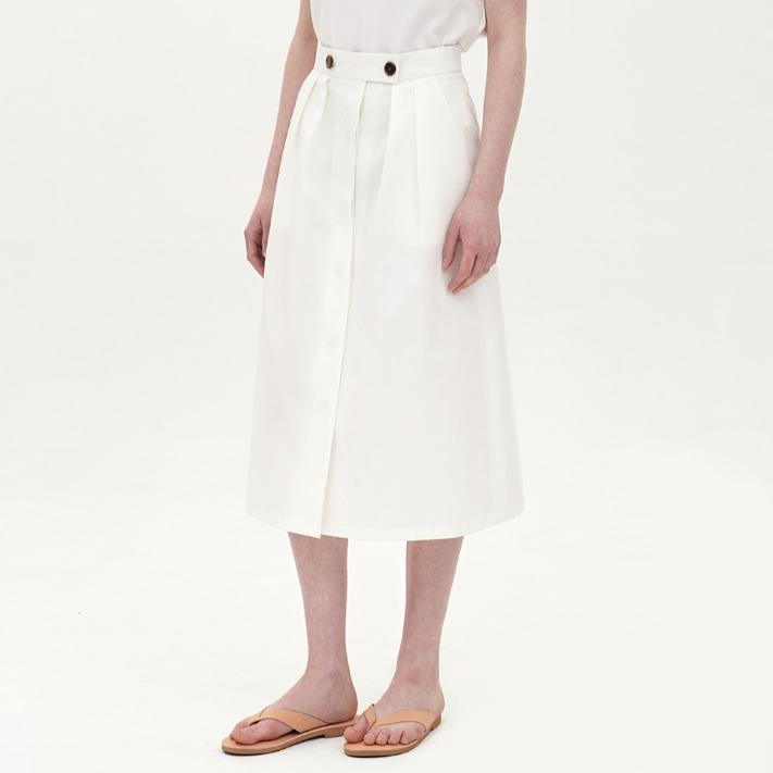 hidden button A-line skirt_white