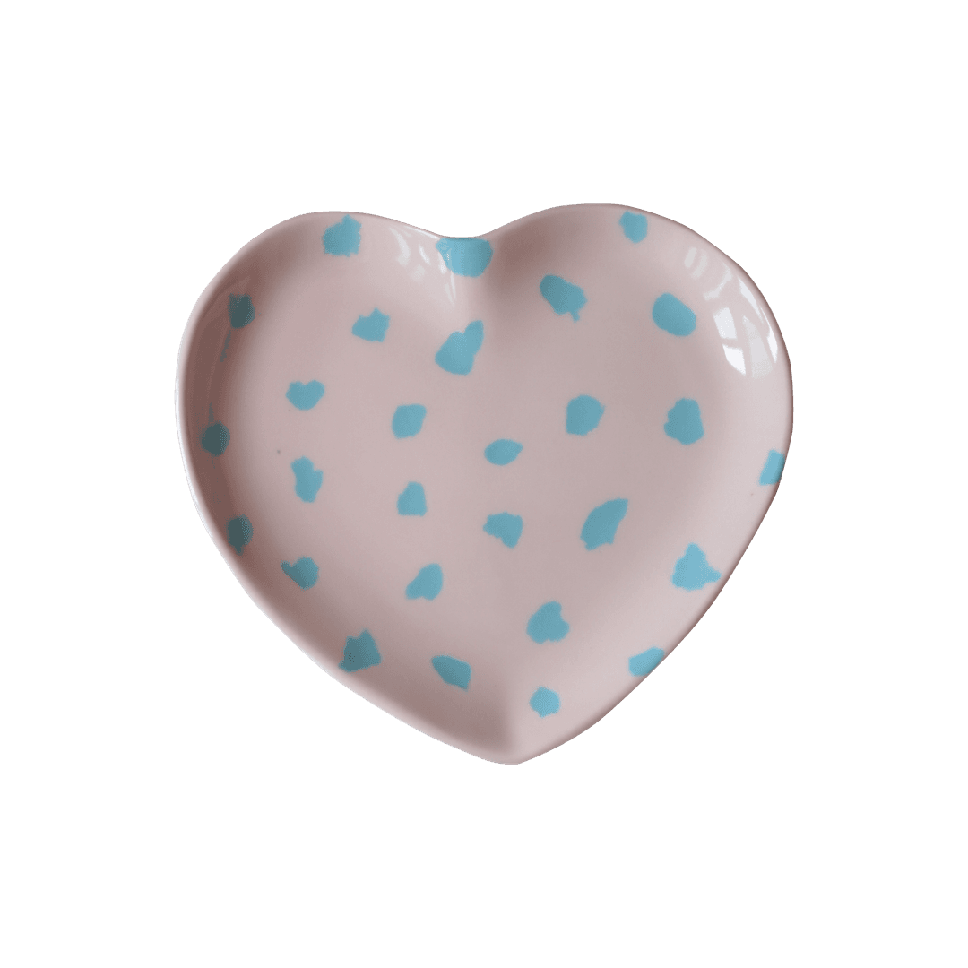 Blue leaf heart plate