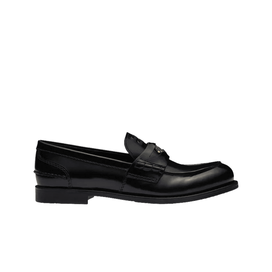 (W) Miu Miu Leather Penny Loafers Black