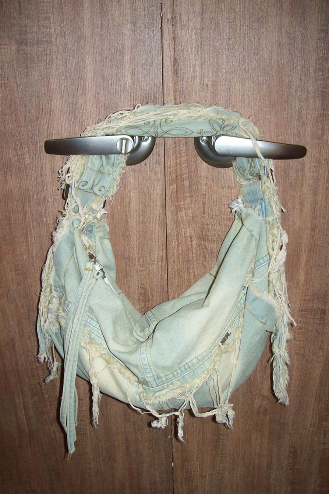 Destroyed Denim Duffel Bag Vintage Ice