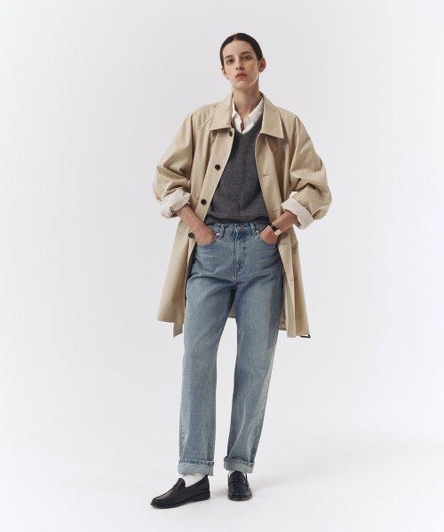 UNISEX COATED COTTON HALF COAT SOFT BEIGE_UDTR2C103I2