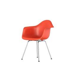 Eames Plastic Armchair, 4-leg (red orange / chrome)