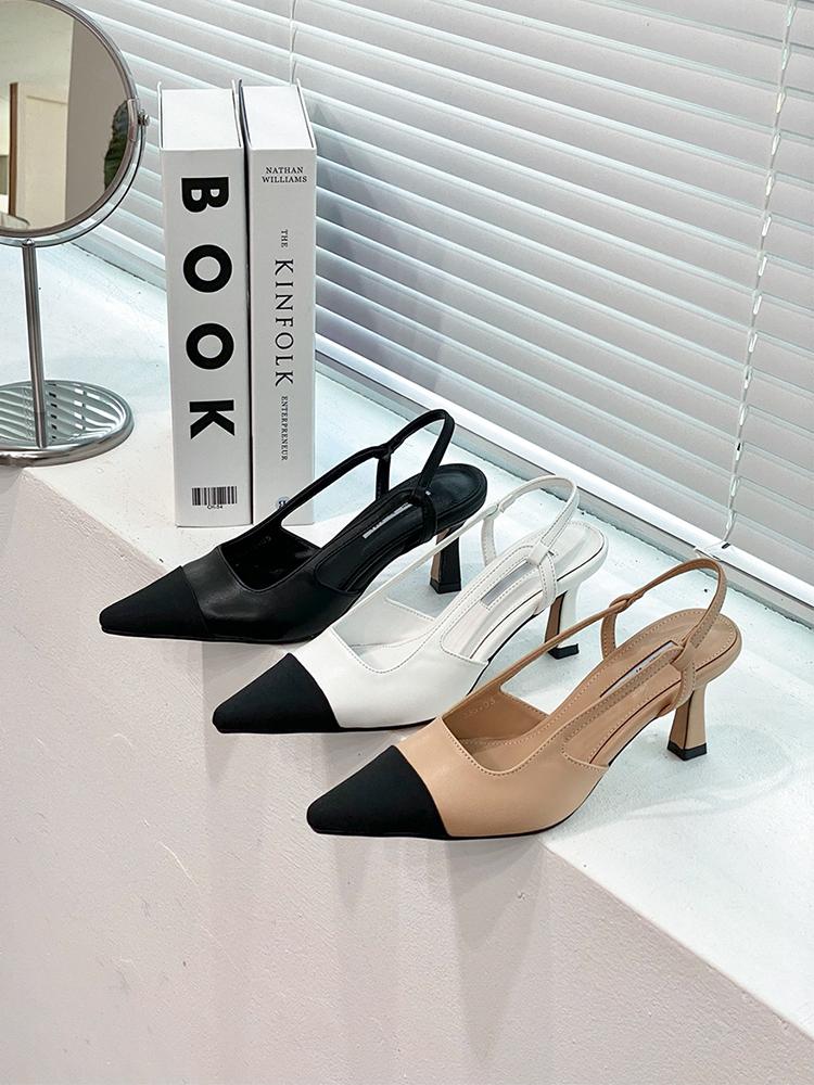 시즈 스틸레토 투톤 미들 펌프스 쿠션 슬링백 힐