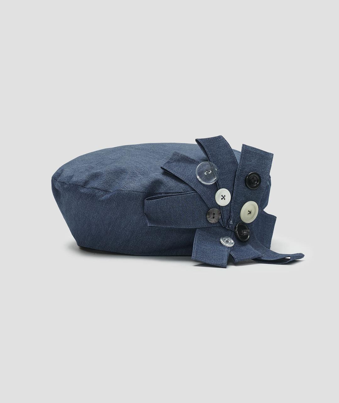 Buttoned Strap Beret Hat [Navy]
