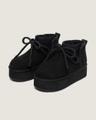 Fuzzy ribbon platform boots_Black