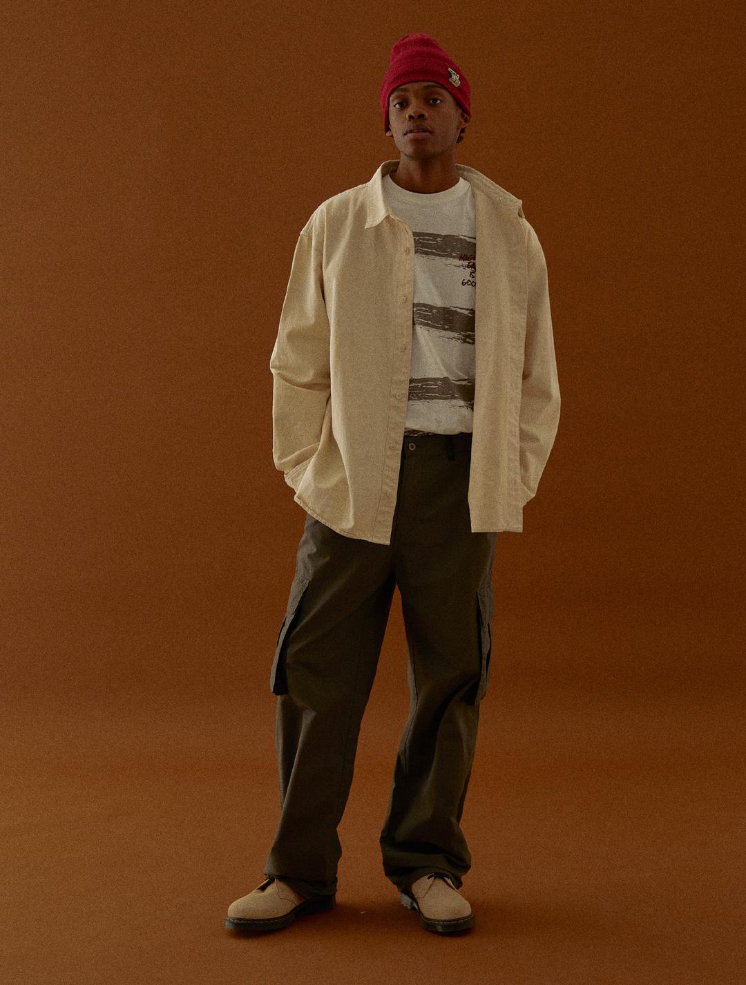 파번 4605 빅카고 립스탑 와이드핏 다크그레이 팬츠