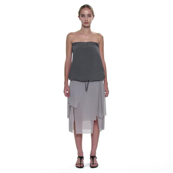 BOW-TIE PANELED MIDI SKIRT_LIGHT GREY