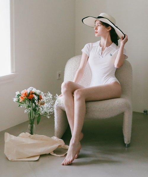 L&R Collar neck monokini White