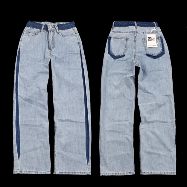 DigDig 배색라인 일자핏 데님 청바지