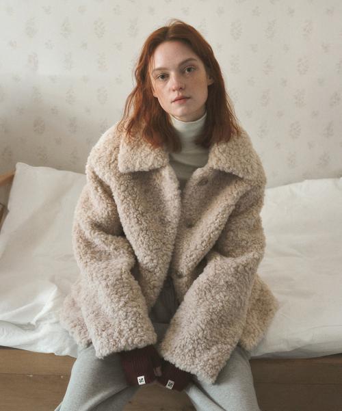 테디 퍼 자켓_베이지