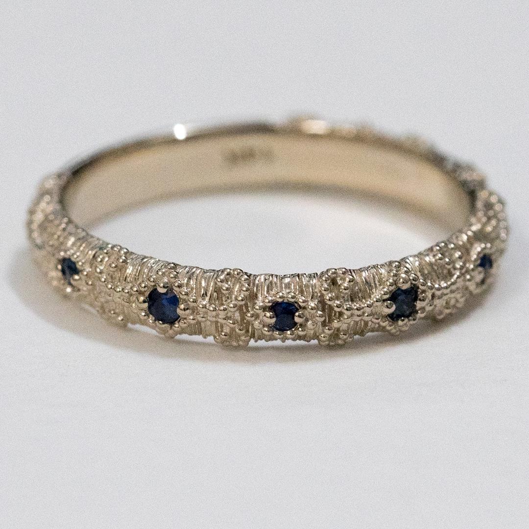 사프란볼루 블루 사파이어 앤틱 밴드 14K 18K 반지