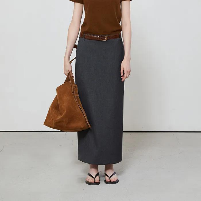 [L 사이즈 추가] STANDARD FIT LONG SKIRT - GRAY