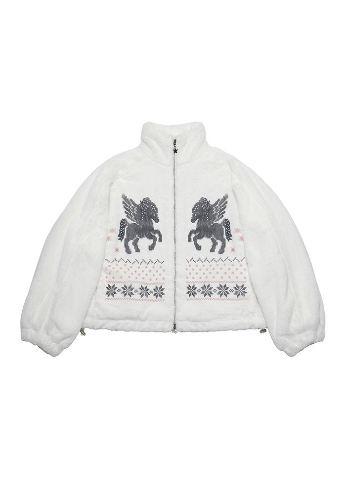 NORDIC PEGASUS FAUX FUR JUMPER IVORY