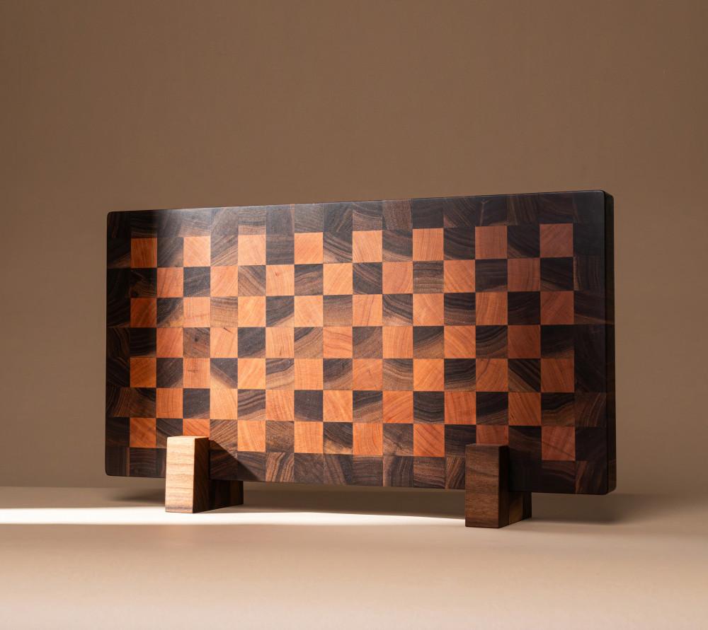 제이에스다이닝 엔드그레인 수제 나무 도마 체스라인 중